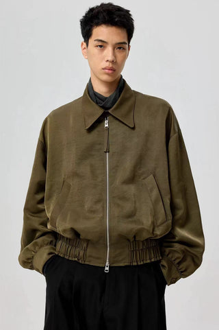 Simple Project Boxy Nylon Jacket-Olive Green