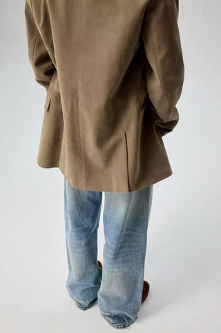 Simple Project Suede Peacoat-Khaki