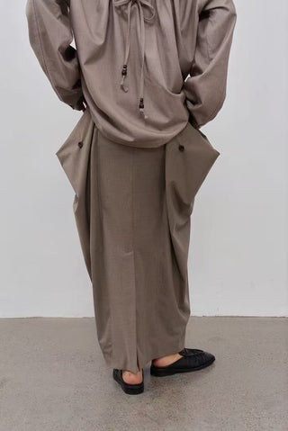 BALIANG Cocoon Pleated Skirt-Khaki