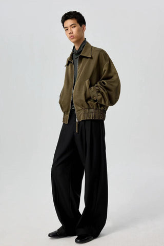 Simple Project Boxy Nylon Jacket-Olive Green