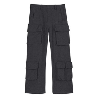 Simple Project Pocket Cargo Pants-Grey