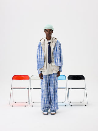 Unlimited Mote Blue Plaid Cotton Balloon Pants