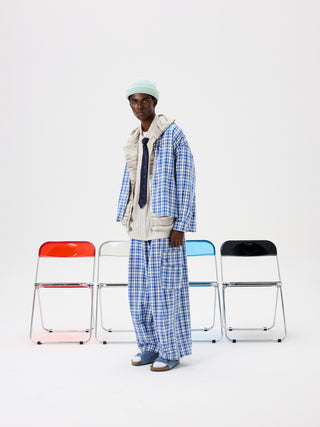 Unlimited Mote Blue Plaid Cotton Balloon Pants