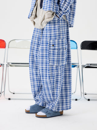 Unlimited Mote Blue Plaid Cotton Balloon Pants