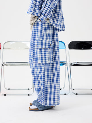 Unlimited Mote Blue Plaid Cotton Balloon Pants