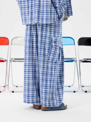 Unlimited Mote Blue Plaid Cotton Balloon Pants