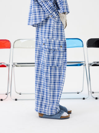 Unlimited Mote Blue Plaid Cotton Balloon Pants