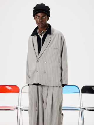 Unlimited Mote Boxy Suit Blazer-Gray Stripe