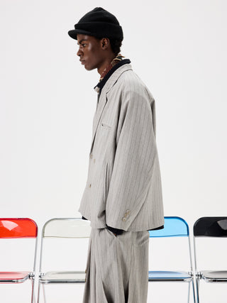 Unlimited Mote Boxy Suit Blazer-Gray Stripe