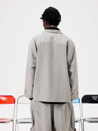 Unlimited Mote Boxy Suit Blazer-Gray Stripe
