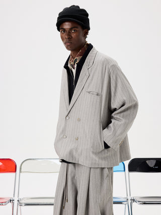 Unlimited Mote Boxy Suit Blazer-Gray Stripe