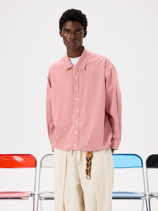 Unlimited Mote Pleated Red Plaid Shirt
