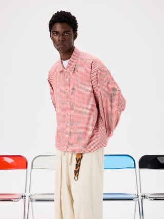 Unlimited Mote Pleated Red Plaid Shirt