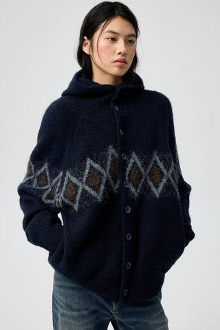 Simple Project Jacquard Sweater-Navy