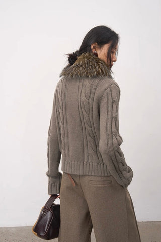 BALIANG Cable Fur Cardigan