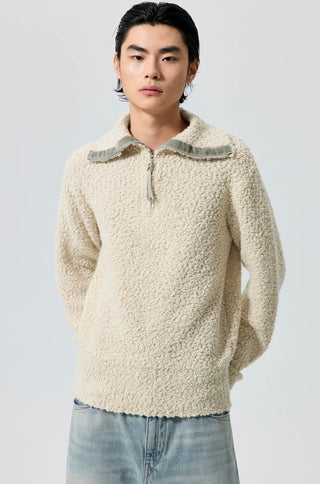 Simple Project High-Neck Sweater-Cream