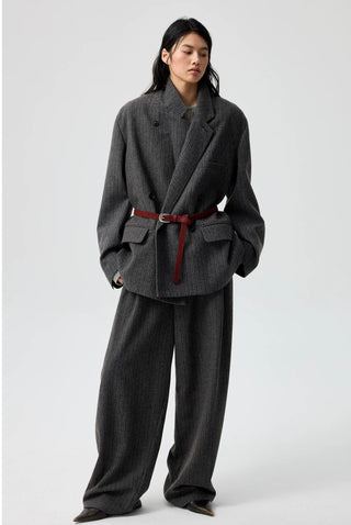 Simple Project Striped Wool Trousers