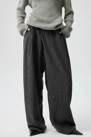 Simple Project Striped Wool Trousers