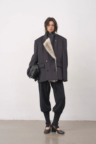 BALIANG Coil Tweed Blazer-Indigo Black