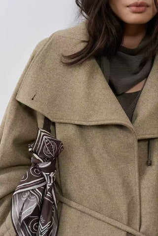 BALIANG Bitter Mid-Length Wool Coat-Khaki