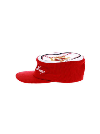 6CRAYON Embroidered Corduroy Baseball Cap-Red