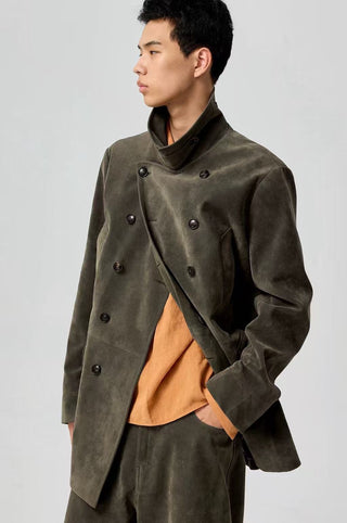Simple Project Suede Peacoat-Olive