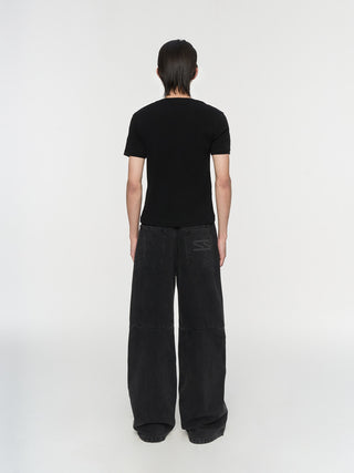 NFAI Washed Black Straight Jeans