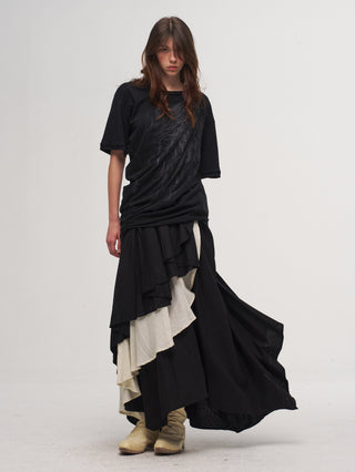 ILNya  Ruched Asymmetrical Maxi Skirt