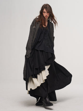 ILNya  Ruched Asymmetrical Maxi Skirt