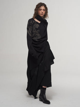 ILNya Asymmetrical Printed Sweater