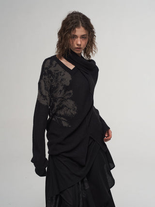ILNya Asymmetrical Printed Sweater
