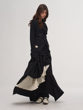 ILNya  Ruched Asymmetrical Maxi Skirt