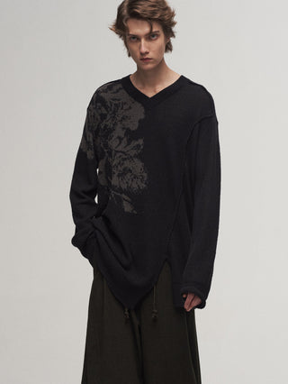 ILNya Asymmetrical Printed Sweater