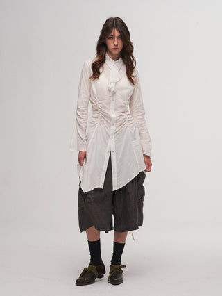 ILNya Ruched Asymmetrical Midi Blouse