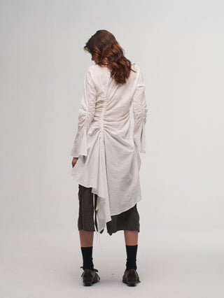 ILNya Ruched Asymmetrical Midi Blouse