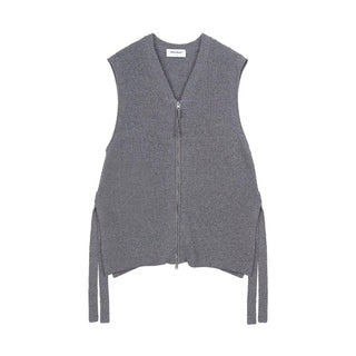 Simple Project V-neck Knitted Vest-Dark Grey