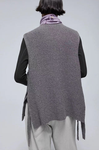 Simple Project V-neck Knitted Vest-Dark Grey