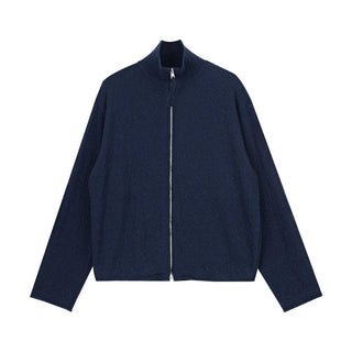 Simple Project Zipper Cardigan-Navy