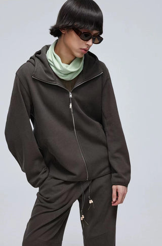 Simple Project Wooden Bead Hoodie-Brown