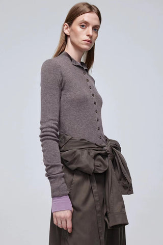 Simple Project Button Knitwear-Brown