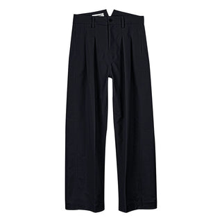 Simple Project Pleated Straight Leg Pants-Black