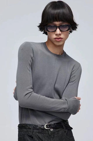 Simple Project Slim Long Sleeve T-Shirt-Grey