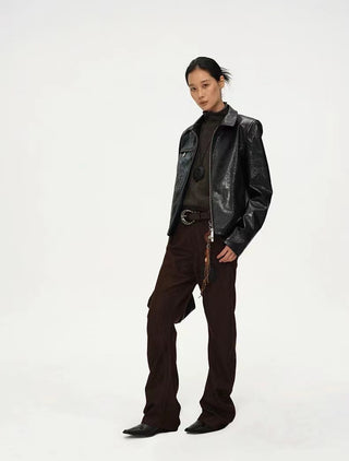 BALIANG Glossy Leather Jacket