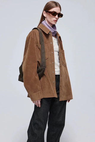 Simple Project Suede Jacket-Brown