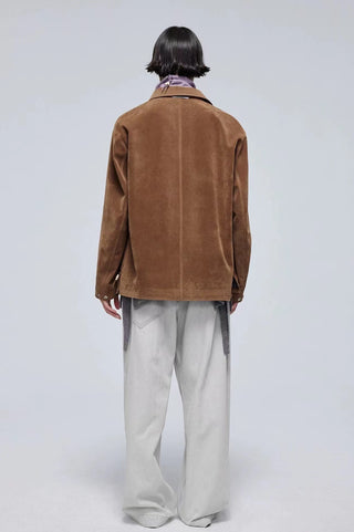 Simple Project Suede Jacket-Brown