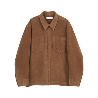 Simple Project Suede Jacket-Brown