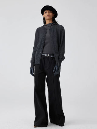 Simple Project Wide-Leg Trousers-Black