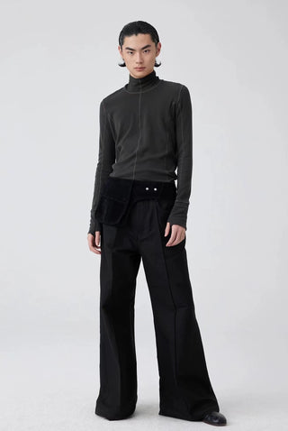 Simple Project Wide-Leg Trousers-Black