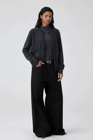 Simple Project Wide-Leg Trousers-Black