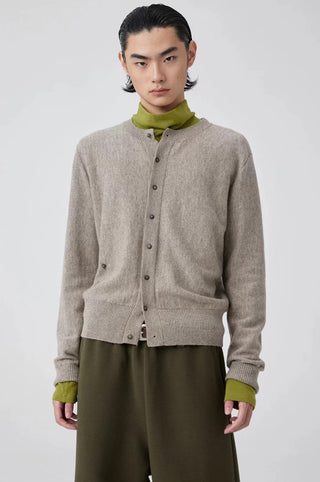 Simple Project Crew Neck Wool Cardigan-Terra